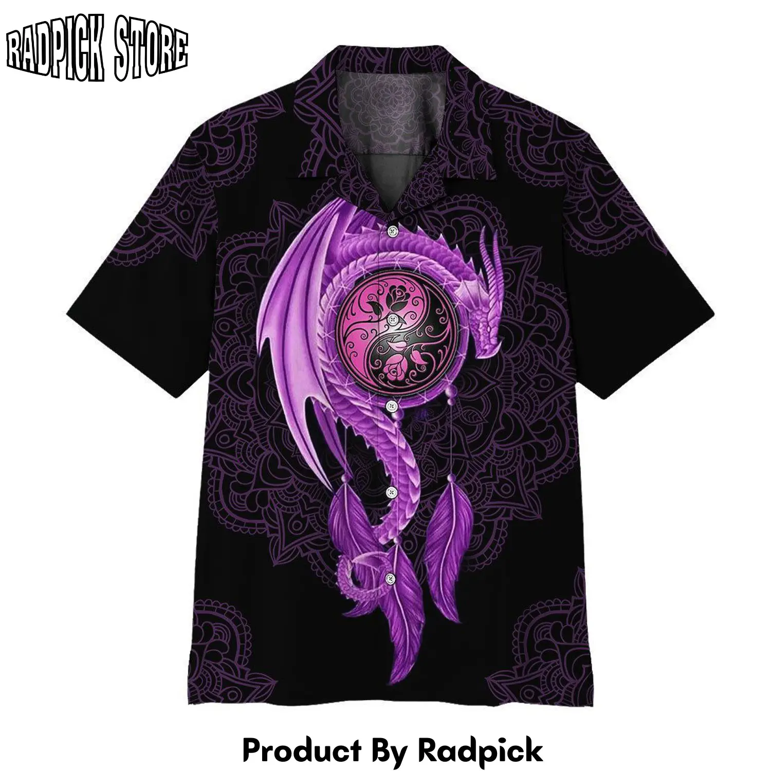 Radpick 3d mandala purple dragon hawaii shirt rp2921307